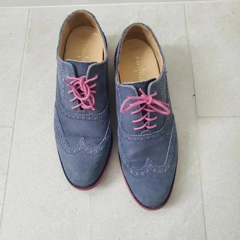 Cole Haan Women's  suede oxford pink and blue - Picture 7 of 7